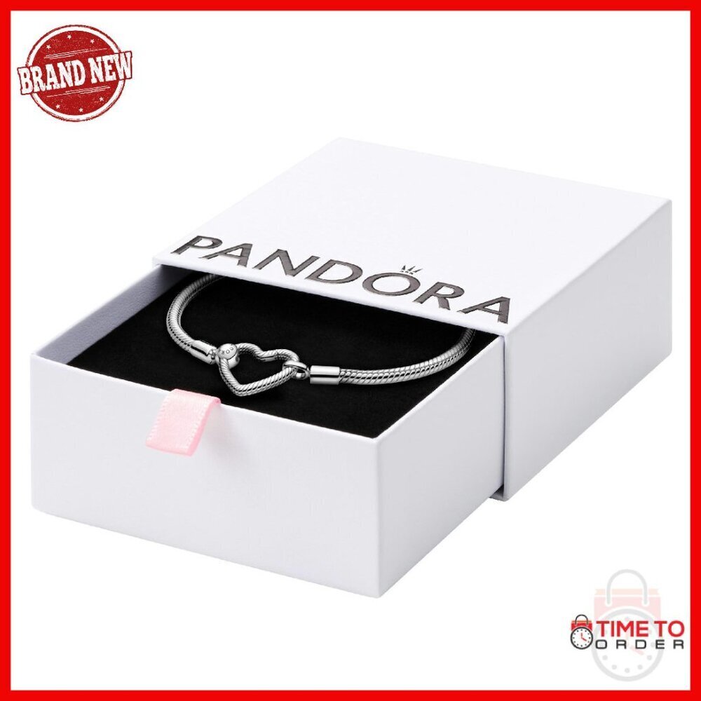 Sterling Silver Snake Chain Heart Clasp Charm Bracelet 7.5 Inches